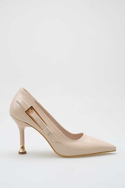 BİR-SEN SHOES lyra siyah rugan topuklu gold toka stiletto 9 cm