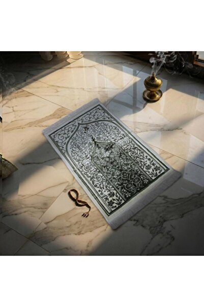 Melen Turkish Acrylic Prayer Mat – Rehab – Green – Cream