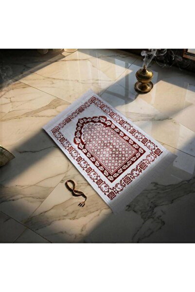 Melen Turkish Acrylic Prayer Rug - Sama - Light Brown - Off-White