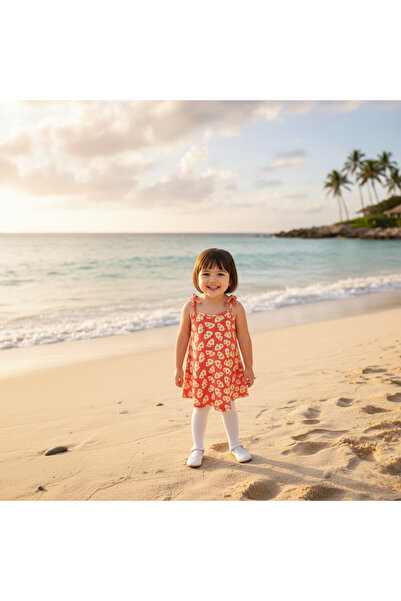 ruhaay Summer Girls' Printed Dress with Straps and Laces