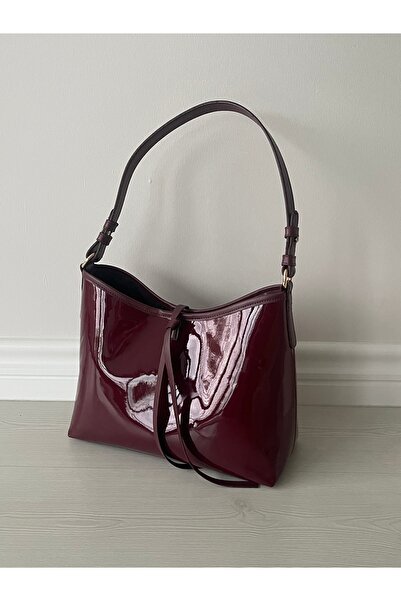 na nura collection Burgundy Women's Patent Leather Hand and Shoulder Bag