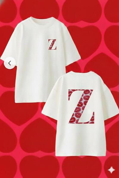 playwear PLAY WEAR RUJLU Z HARFİ BASKILI OVERSIZE T-SHIRT