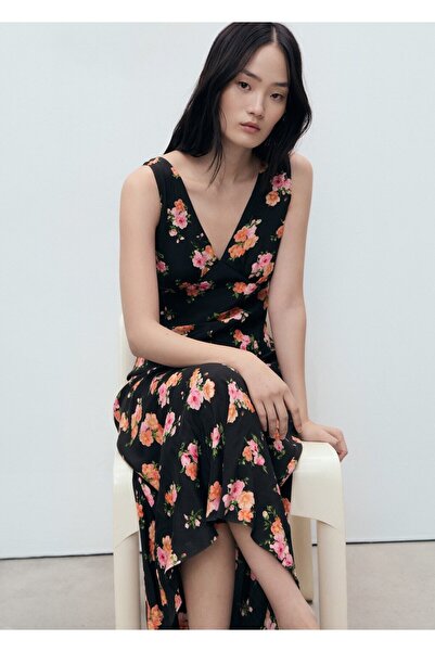 MANGO Woman Uzun çiçekli elbise