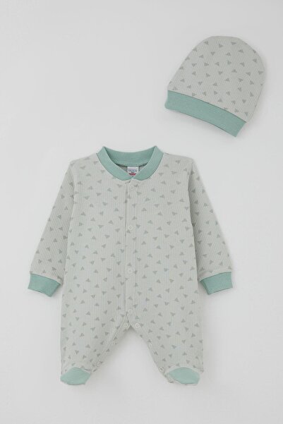 Breeze Baby Boy Booties Overalls with Mini Triangles Pattern, 0-6 Months, Wat...