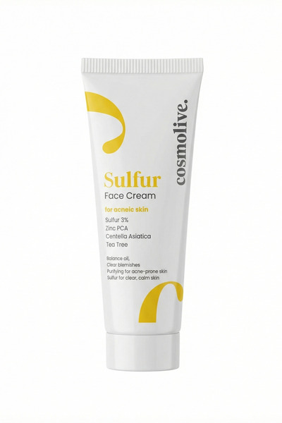 Cosmolive Moisturizing Face Cream |   3% Sulfur & Tea Tree |   Acne-Prone Ski...