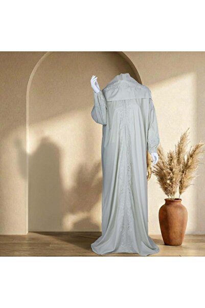 Melen Prayer robe embroidered with zipper - Forgiveness - Light green