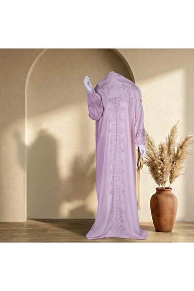 Melen Prayer robe embroidered with zipper - Ghufran - Pink