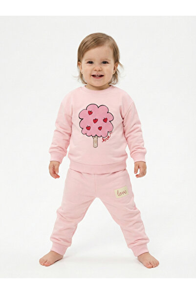 Noone طقم بدلة رياضية للفتيات مكون من قطعتين، مزين بطبعة شجرة القلب والحب، ذو...