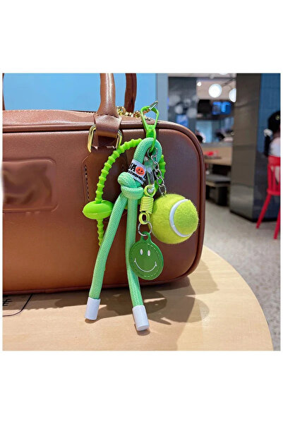 Fivy Breloc de tenis cu emoji cu față zâmbitoare, ornament pentru geantă cu f...