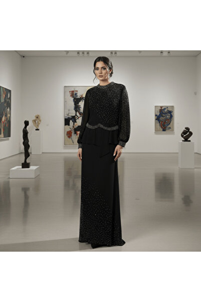 alqarat "Evening Star" Crystal-Embellished Chiffon Gown