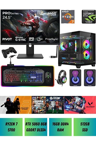 RAMTECH BİLGİSAYAR RMT2601 Ryzen 7 5700 Rtx 5060 512GB SSD 16GB Ram Sıvı Soğu...