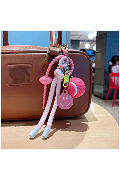 Fivy Smiling Face Emoji Detailed Tennis Charm, Tennis Figure Bag Ornament