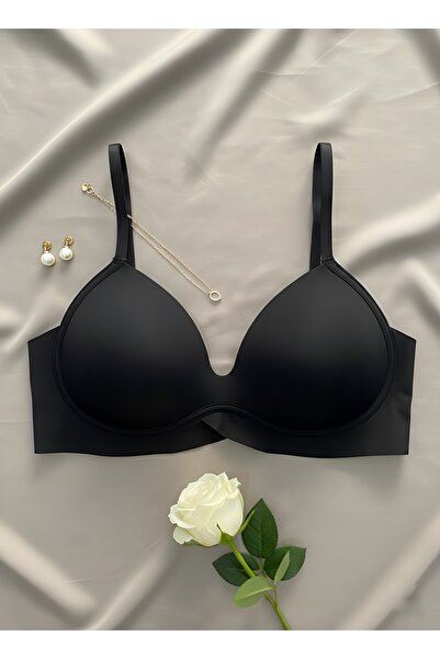 Maly Love Γυναικείο μαύρο σουτιέν χωρίς ραφές με τεχνολογία κοπής με λέιζερ
