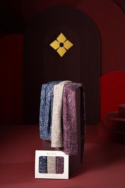 JAWEL Kadın Müslin Şal Paketi Tyana (Lacivert-Krem-Mürdüm)