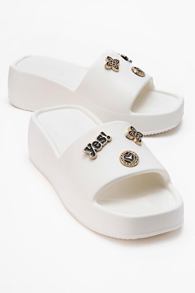 CCWAY AYAKKABI Women's Accessory Slippers Ecru