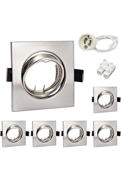 Dotail Set of 6 recessed LED spotlights, GU10, square frames 68 mm, steel, 23...