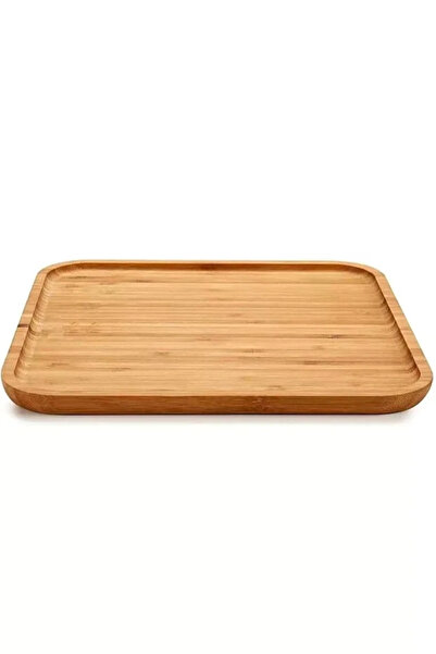 Rosemor 6lı Kare Bambu Gourmet Kahvaltı Tabağı Pasta Servis Sunum Tepsi İkramlık Ahşap Tabak
