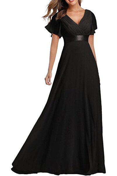 Dotail Elegant ECDAHICC dress, women's, size L, A-line cut, V-neck, short sle...