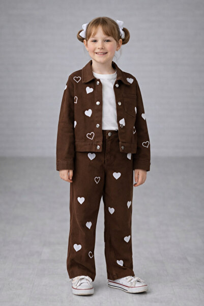 harby kids 3-Piece Set for Girls Aged 3-10 with Black Heart Pattern – Jacket,...
