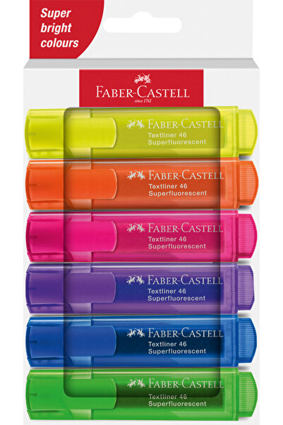 Faber Castell Комплект текстови маркери 6 суперфлуоресцентни 1546 картонена к...