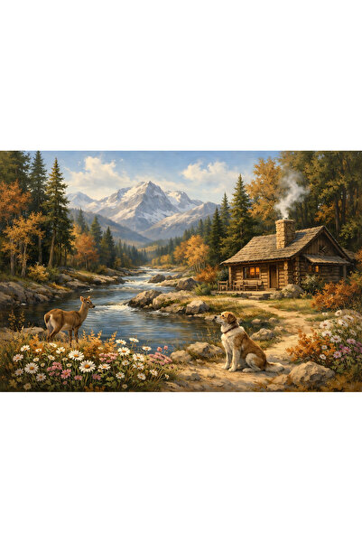 VeliumCraft Tablou Canvas Cabana ideala 39, 70 x 50 cm, natura, peisaj, stil ...