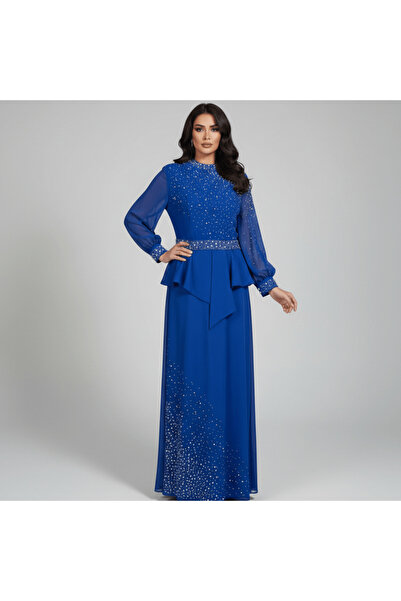 alqarat "Evening Star" Crystal-Embellished Chiffon Gown