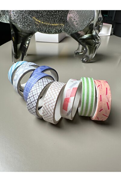 Padme studio 10’lu Desenli Washi Tape / Dekoratif Desenli Bant / 1cmx2m / Anc...