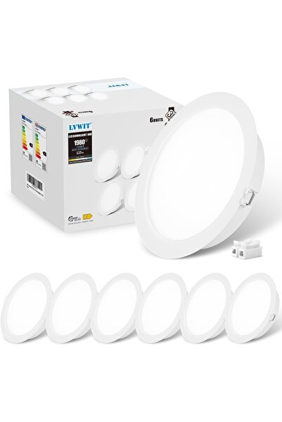 Dotail Set of 6 LVWIT recessed LED spotlights, 18W, 1980 lm, Ultra Slim, CRI8...