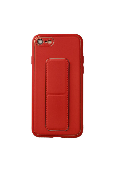 eco port غطاء جلد كوكو مع حامل لجهاز iPhone 7 - أحمر