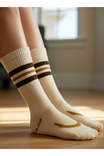 monchermo Pamuk dokulu Krem çorap