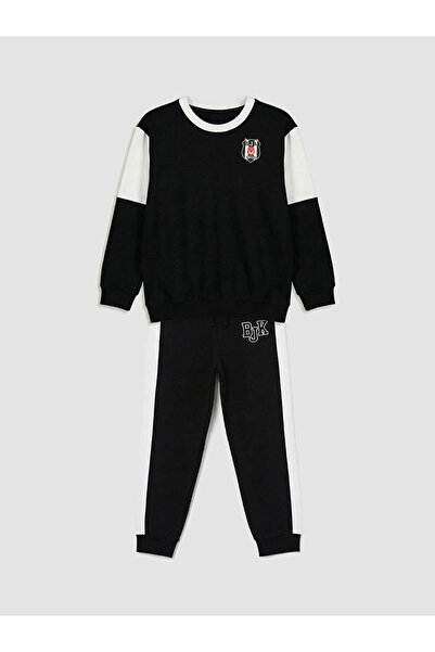 LC Waikiki Lcw Kids Black Beşiktaş Printed Boys' Sweatshirt and Sweatpants