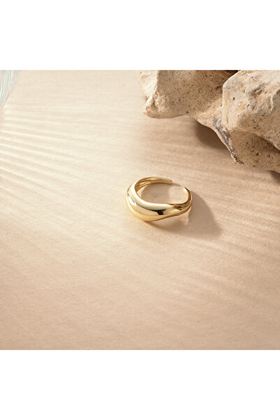 Twem Silver خاتم فولاذي بسيط قابل للتعديل بلون ذهبي
