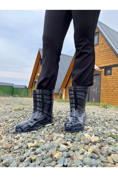 Botland Women's Colorful Patterned Waterproof Non-Slip Sole Plastic Boots