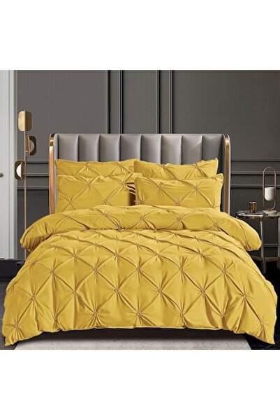 OEN Set Bed Linen, JOJO, Satin Cotton Uni, 6 Pieces, Yellow, 2 Persons