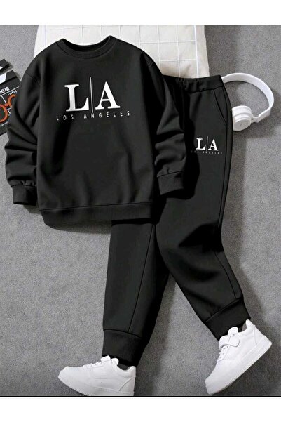 DİVİN Unisix Printed I Oversized Sweatahırt -Eşofman Altı 2Li Takım