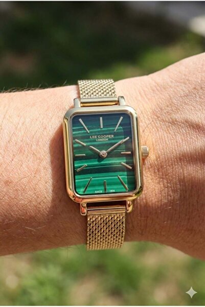 Lee Cooper Women's Wristwatch |   20mm Gold Color Steel Case, Mesh Cord, Gree...