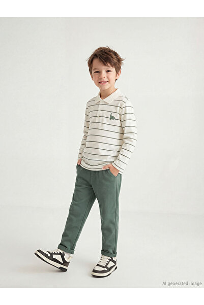 LC Waikiki Tricou și pantaloni pentru băieți LCW Kids Ecru cu guler polo