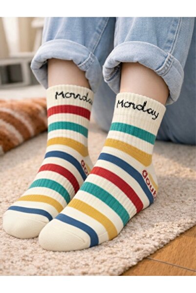 monchermo Renkli Çizgili Monday Çorap