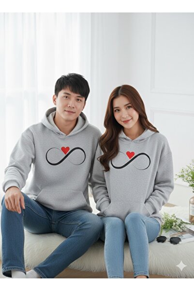 PENTHİLUS سويت شيرت قصة فضفاضة مطبوع عليه الحب الأبدي للجنسين - هدية عيد الحب...