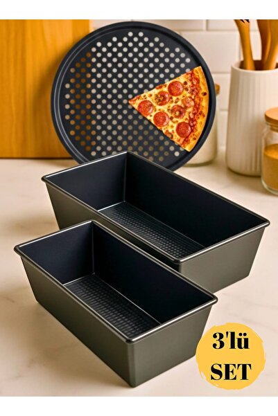 HZL HOME 3'lü SET Pizza Tepsisi & 2'li Baton Kek Kalıbı