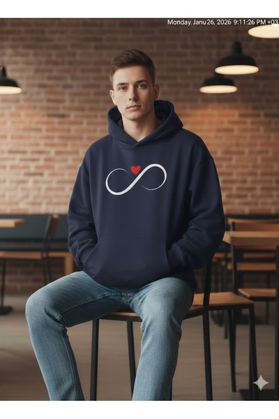 PENTHİLUS سويت شيرت قصة فضفاضة مطبوع عليه الحب الأبدي للجنسين - هدية عيد الحب...