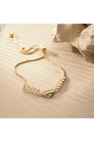 Twem Silver سوار من الفولاذ مرصع بالأحجار على شكل باجيت وقلب، موديل مرصع بحجر...