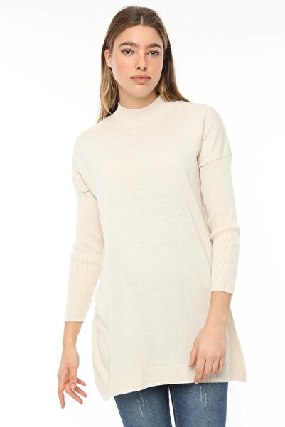 Kırçiçek Women's Half Fisherman Soft Textured Knitwear Tunic