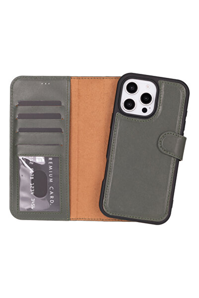 buğrahayalin iPhone 16 Pro Max Compatible Genuine Leather Handmade Wallet Cas...