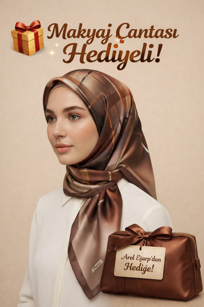 Picasso Silk-Look Crystal Brown Scarf – Twill Stylish Design 90X90