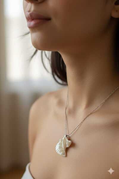 SOSYETEZGAHI Leaf Model Pearl Necklace Valentine's Day Gift Gold Silver Color...