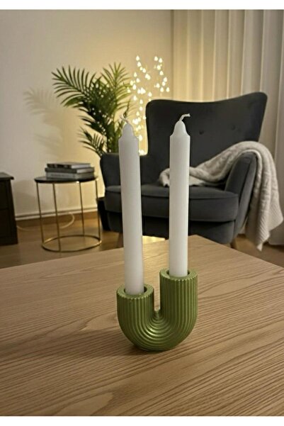 EL YAPIMI Beton Set U Şeklinde Şamdan Mumluk