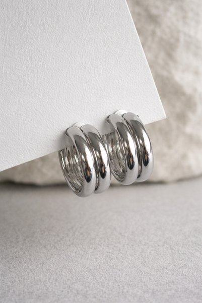 Owentis Silver Vintage Model İkili Görünümlü Kalın Kallos Halka Küpe