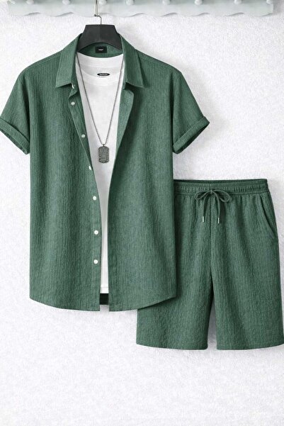 BRLKN Boyfriend Fit Waffle Fabric Alaçatı Style Unisex Wrinkled Short Sleeve ...