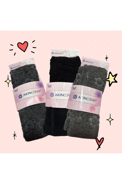 Akın Kız çocuk Tayt %100 Pamuk 3 Renkli Siyah, Füme, Gri